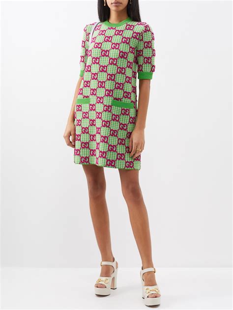 gucci houndstooth dress|Gucci: Green Houndstooth GG Minidress .